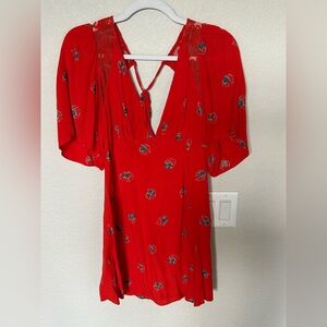 Free People Red Floral Mini Dress